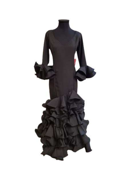 サイズ48. 経済的な滑らかな黒のフラメンコドレス。Ana 148.760€ #50215TRJANANG48